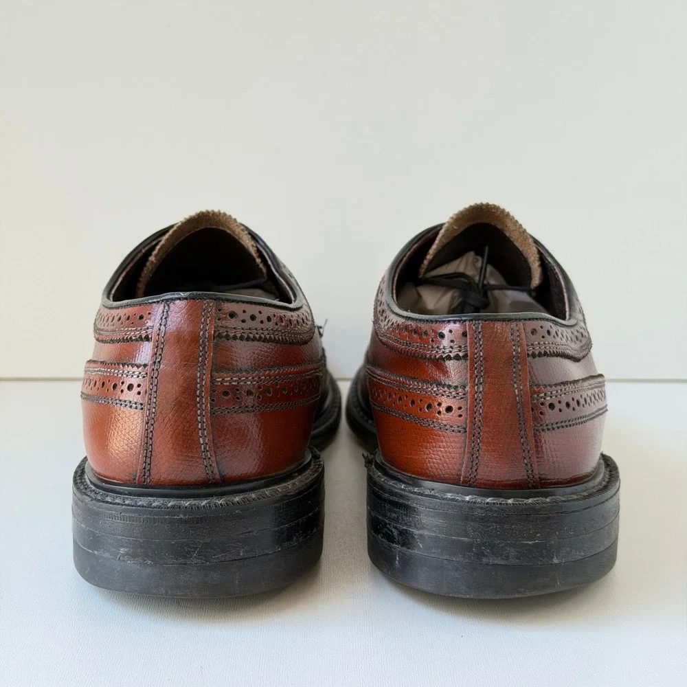 Vintage Stafford Wingtip Oxford Shoes Mens 9 Brown Leather Brogue Made in USA